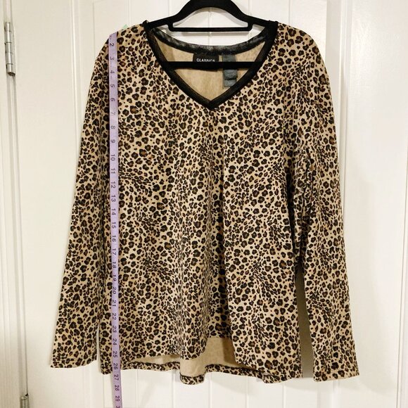 LIZ CLAIBORNE Leopard print long sleeve plus size top ~ VINTAGE XL 1X goth shirt - Picture 4 of 12